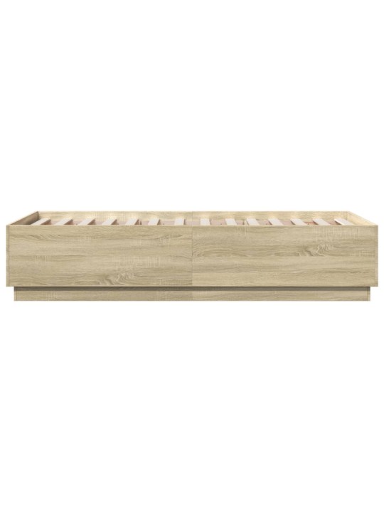 Gultas rāmis ar LED, ozolkoka, 90x190 cm, inženierijas koks