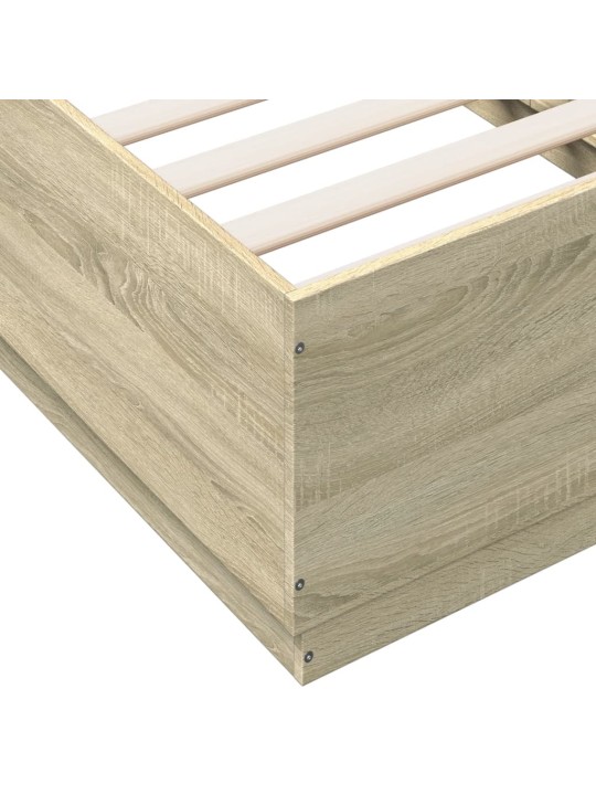 Gultas rāmis ar LED, ozolkoka, 90x190 cm, inženierijas koks