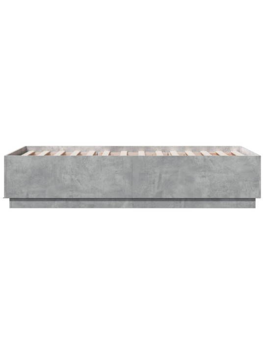 Gultas rāmis ar led, betona pelēks, 90x190cm, inženierijas koks