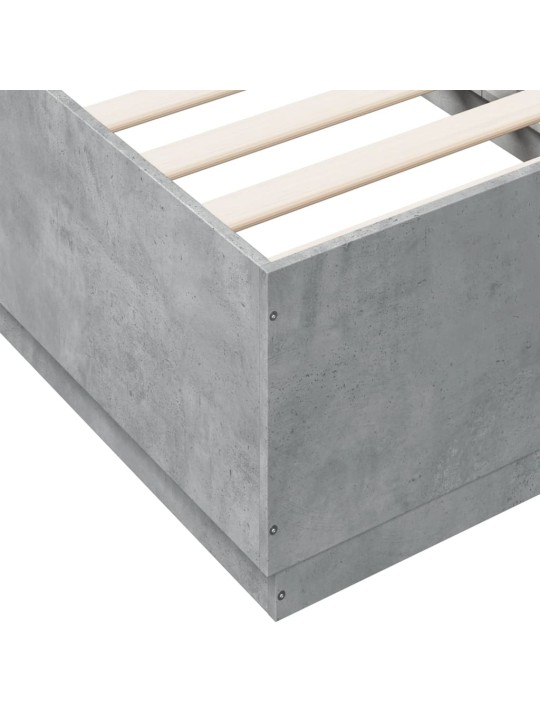 Gultas rāmis ar led, betona pelēks, 90x190cm, inženierijas koks