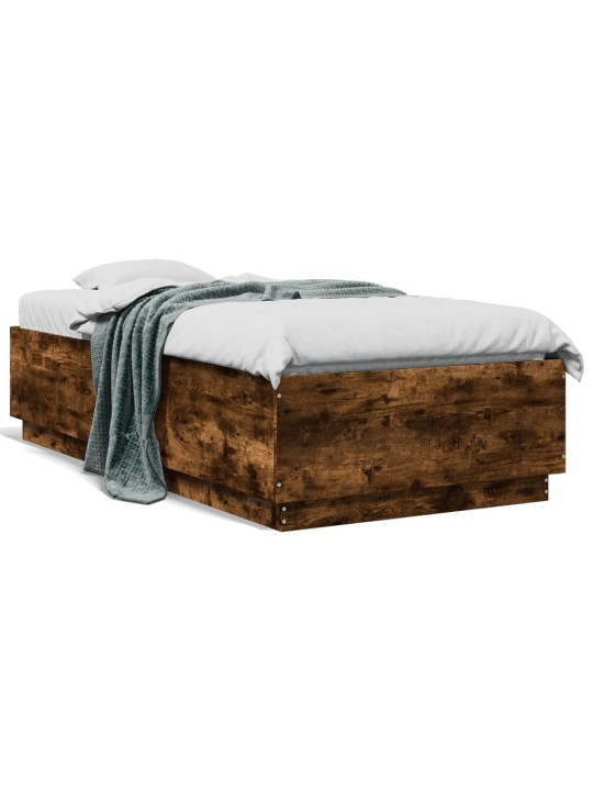Gultas rāmis ar LED, ozola, 90x190 cm, inženierijas koks