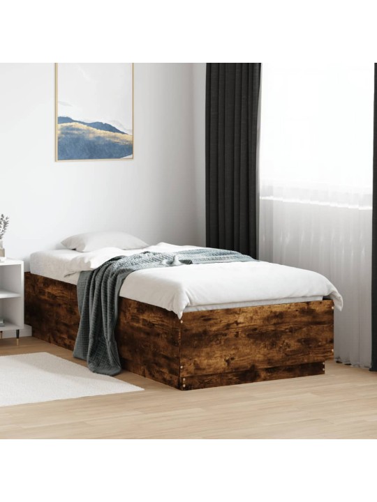 Gultas rāmis ar LED, ozola, 90x190 cm, inženierijas koks
