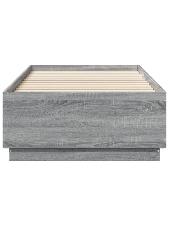 Gultas rāmis ar LED, pelēka ozola, 90x190 cm, inženierijas koks