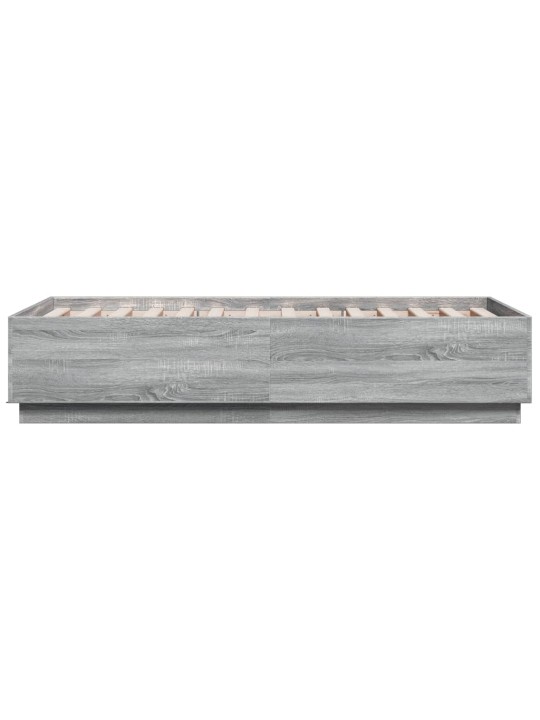 Gultas rāmis ar LED, pelēka ozola, 90x190 cm, inženierijas koks