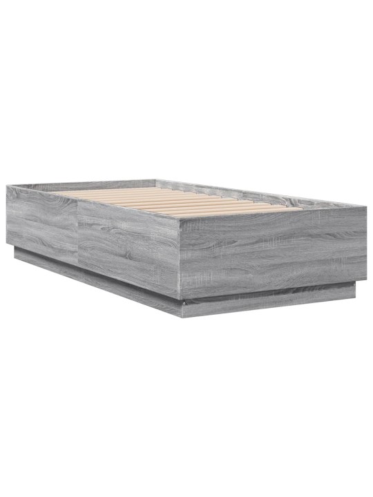 Gultas rāmis ar LED, pelēka ozola, 90x190 cm, inženierijas koks