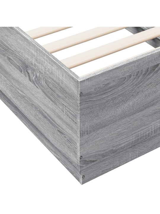 Gultas rāmis ar LED, pelēka ozola, 90x190 cm, inženierijas koks