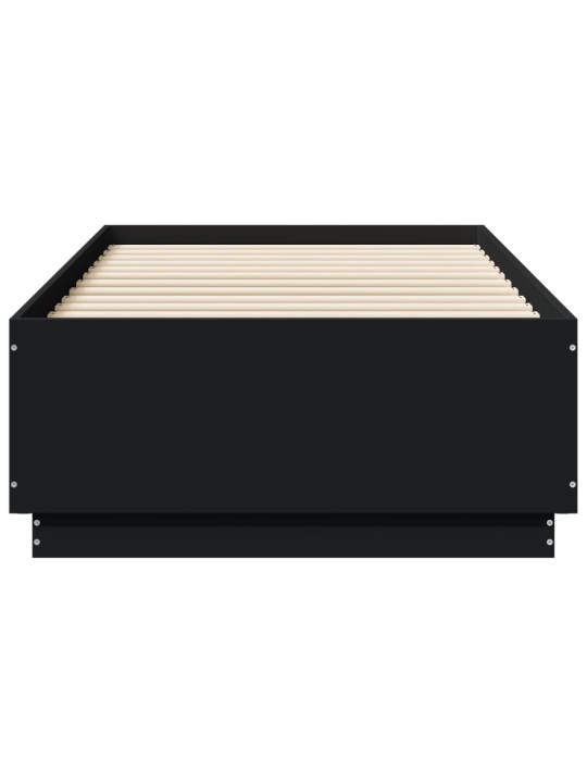 Gultas rāmis ar LED, melns, 75x190 cm, inženierijas koks