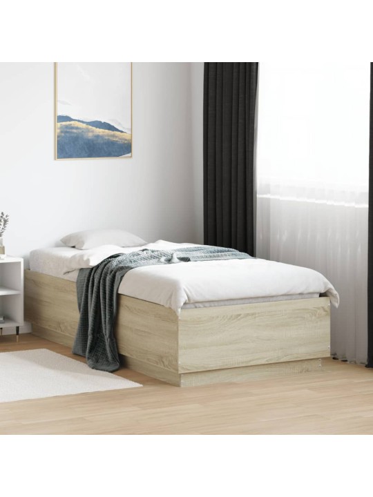 Gultas rāmis ar LED, ozola, 75x190 cm, inženierijas koks