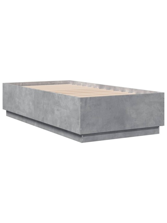 Gultas rāmis ar LED, betona pelēks, 75x190cm, inženierijas koks