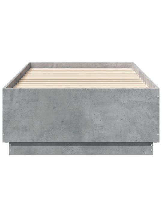 Gultas rāmis ar LED, betona pelēks, 75x190cm, inženierijas koks