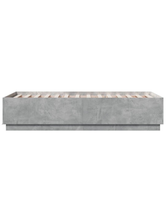 Gultas rāmis ar LED, betona pelēks, 75x190cm, inženierijas koks