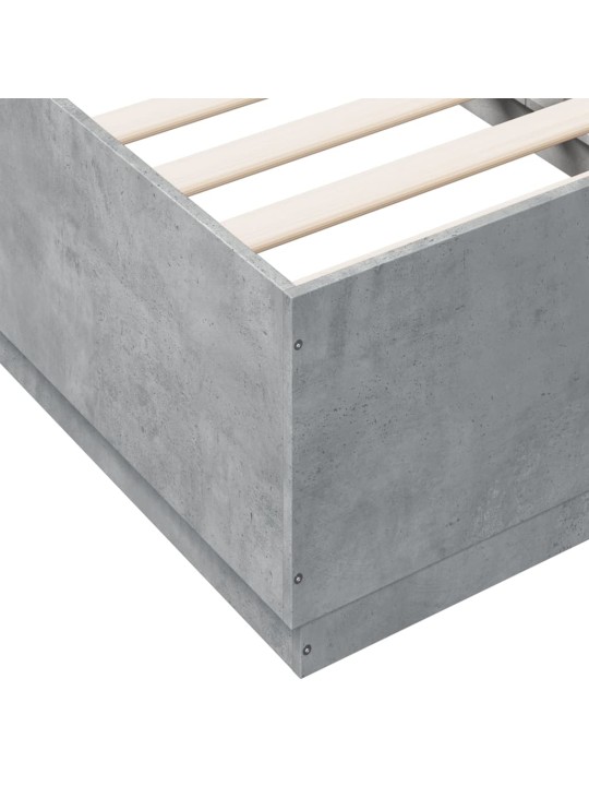 Gultas rāmis ar LED, betona pelēks, 75x190cm, inženierijas koks