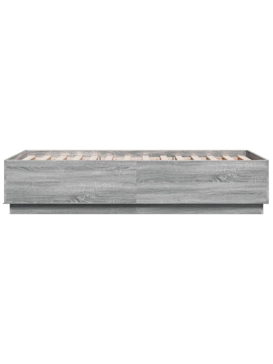 Gultas rāmis ar LED pelēka ozolkoka 75x190 cm inženierijas koks