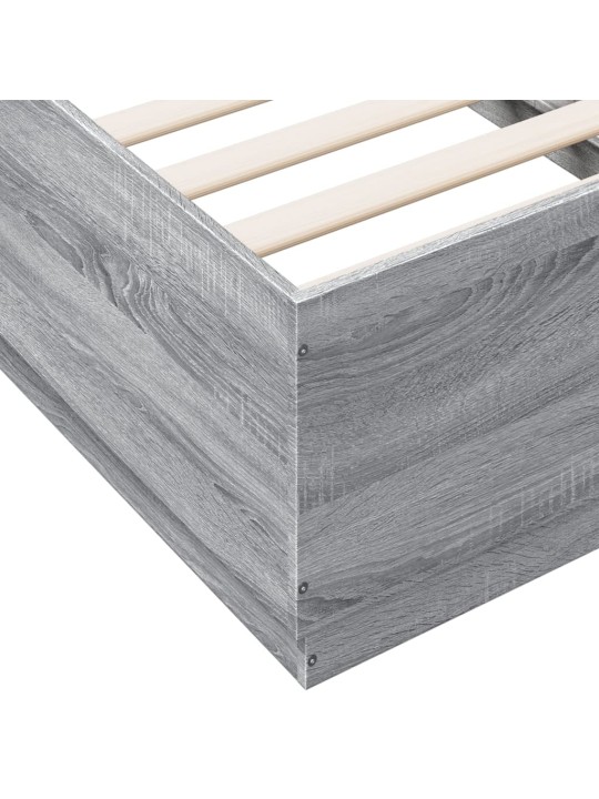 Gultas rāmis ar LED pelēka ozolkoka 75x190 cm inženierijas koks