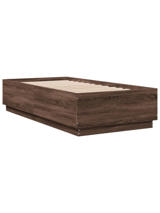 Gultas rāmis ar led, brūna ozola, 75x190 cm, inženierijas koks