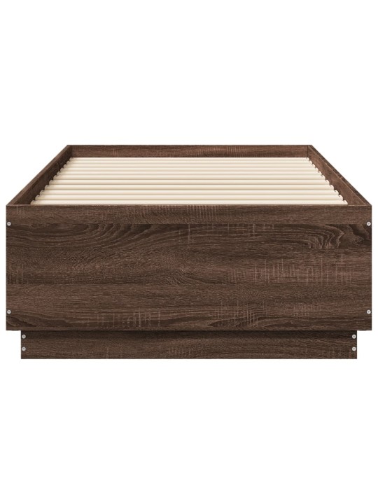 Gultas rāmis ar led, brūna ozola, 75x190 cm, inženierijas koks