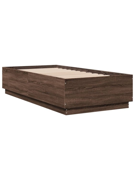 Gultas rāmis ar led, brūna ozola, 75x190 cm, inženierijas koks