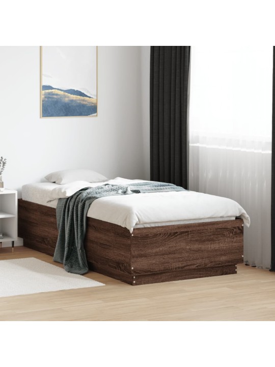 Gultas rāmis ar led, brūna ozola, 75x190 cm, inženierijas koks