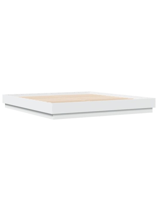 Gultas rāmis ar LED, balts, 200x200 cm
