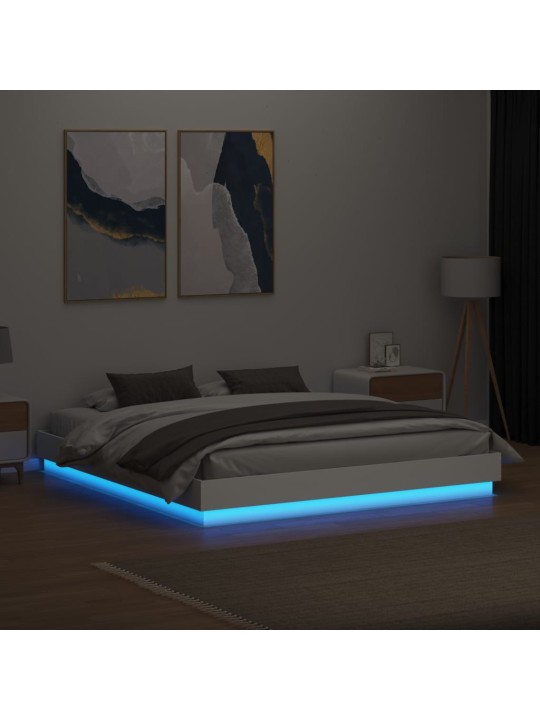 Gultas rāmis ar LED, balts, 200x200 cm