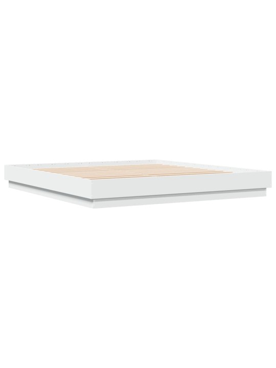 Gultas rāmis ar LED, balts, 200x200 cm