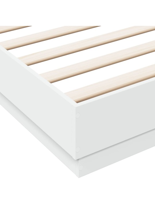 Gultas rāmis ar LED, balts, 200x200 cm