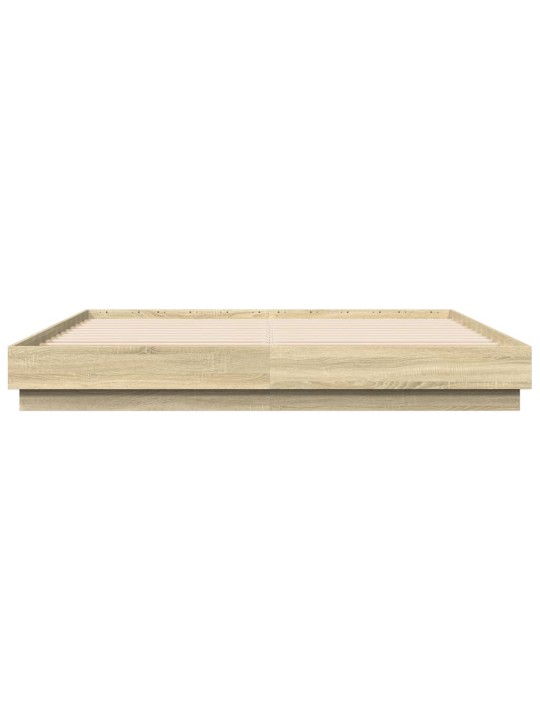 Gultas rāmis ar LED, ozolkoka krāsā, 200x200 cm