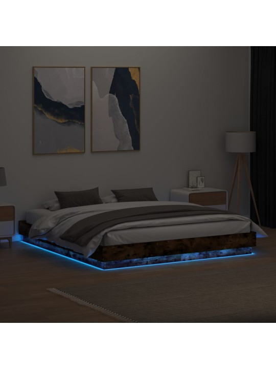 Gultas rāmis ar led, ozolkoka krāsā, 200x200 cm