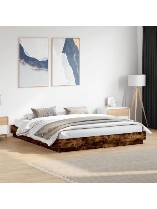 Gultas rāmis ar led, ozolkoka krāsā, 200x200 cm