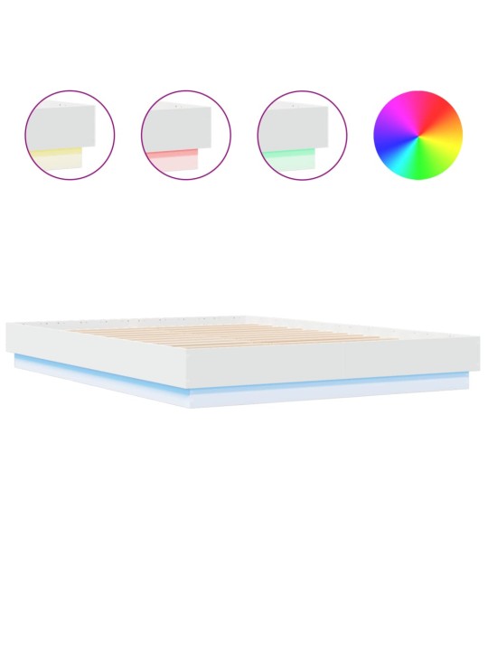Gultas rāmis ar LED, balts, 160x200 cm