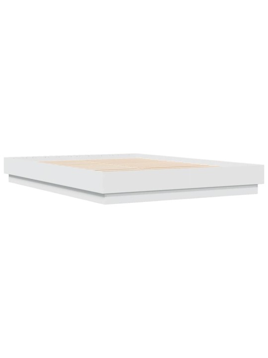 Gultas rāmis ar LED, balts, 160x200 cm