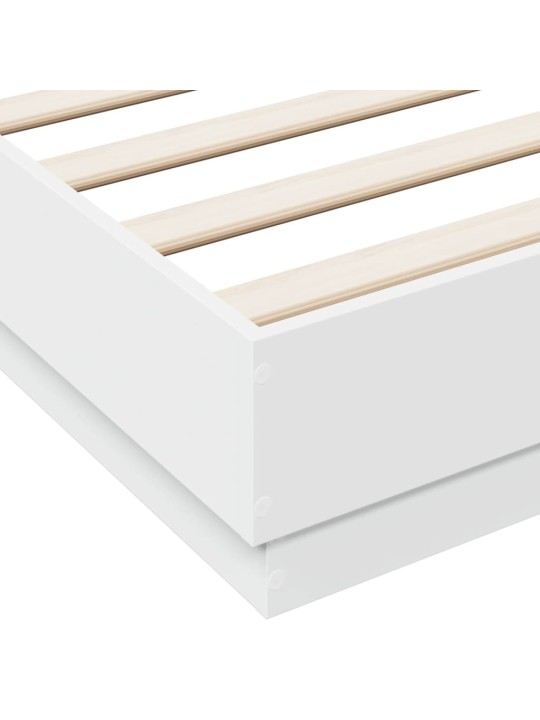 Gultas rāmis ar LED, balts, 160x200 cm