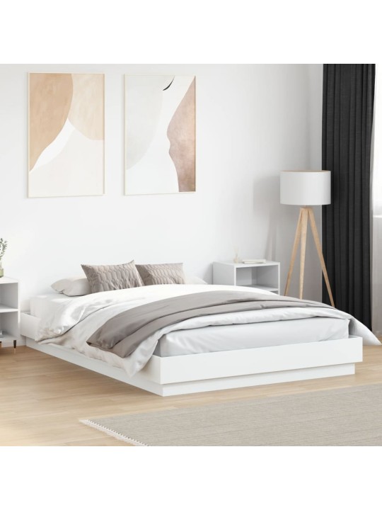 Gultas rāmis ar LED, balts, 160x200 cm