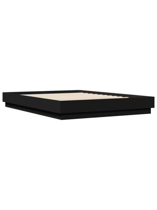 Gultas rāmis ar LED, melns, 160x200 cm