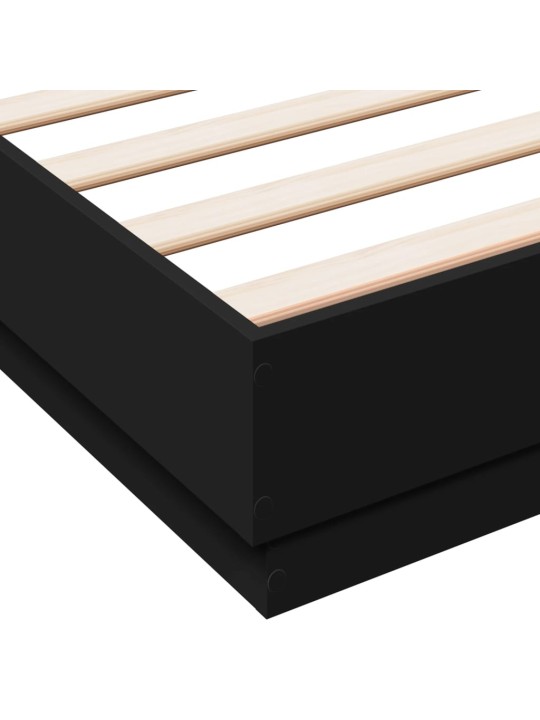 Gultas rāmis ar LED, melns, 160x200 cm