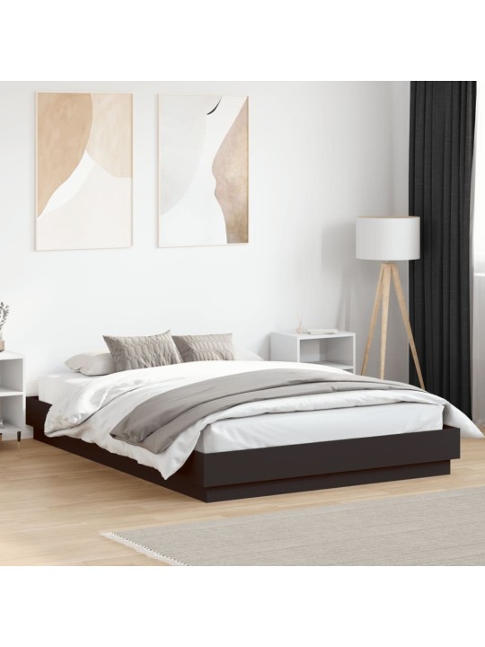 Gultas rāmis ar LED, melns, 160x200 cm