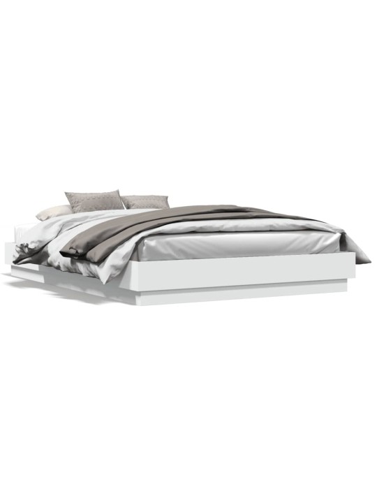Gultas rāmis ar LED, balts, 150x200 cm