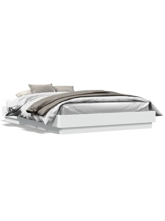 Gultas rāmis ar LED, balts, 150x200 cm