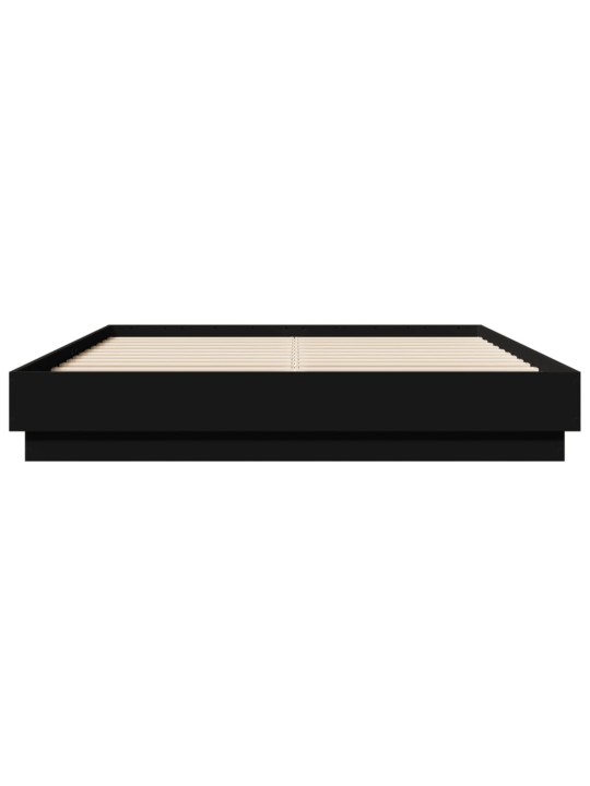 Gultas rāmis ar led, melns, 150x200 cm