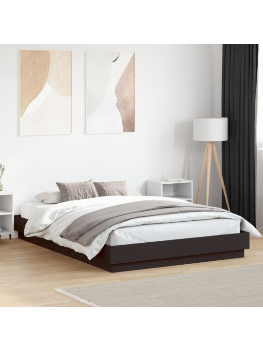 Gultas rāmis ar led, melns, 150x200 cm