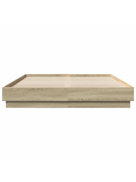 Gultas rāmis ar LED, koka krāsa, 150x200 cm