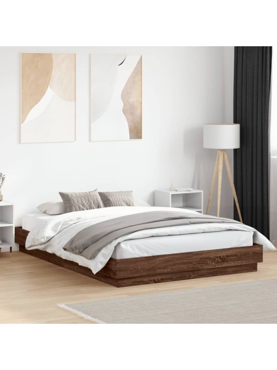 Gultas rāmis ar led, brūna koka krāsa, 150x200 cm