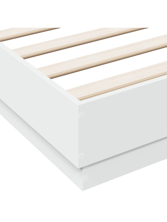 Gultas rāmis ar LED, balts, 140x200 cm