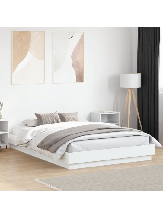 Gultas rāmis ar LED, balts, 140x200 cm