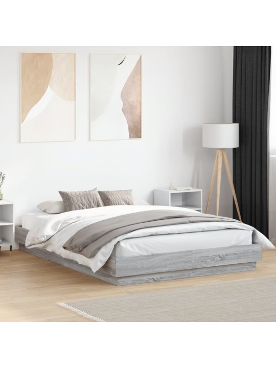 Gultas rāmis ar led, pelēka ozolkoka, 140x200 cm