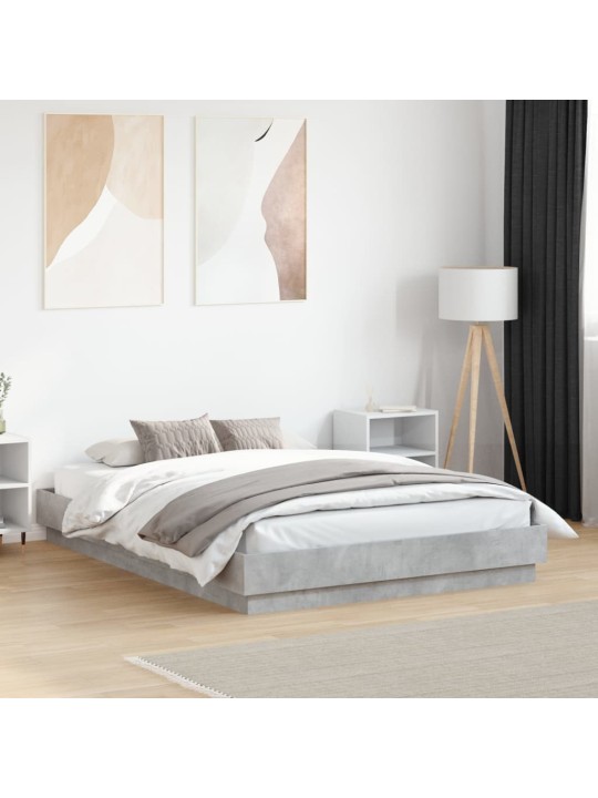 Gultas rāmis ar led, betona pelēks, 135x190 cm