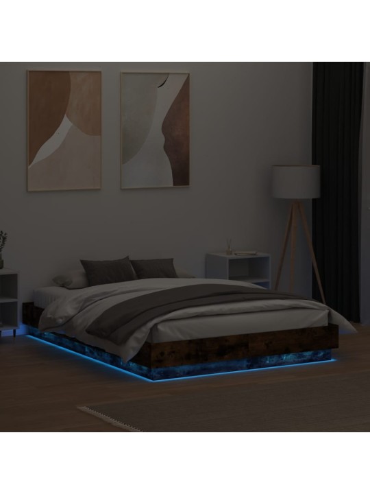 Gultas rāmis ar led, ozolkoka krāsā, 135x190 cm