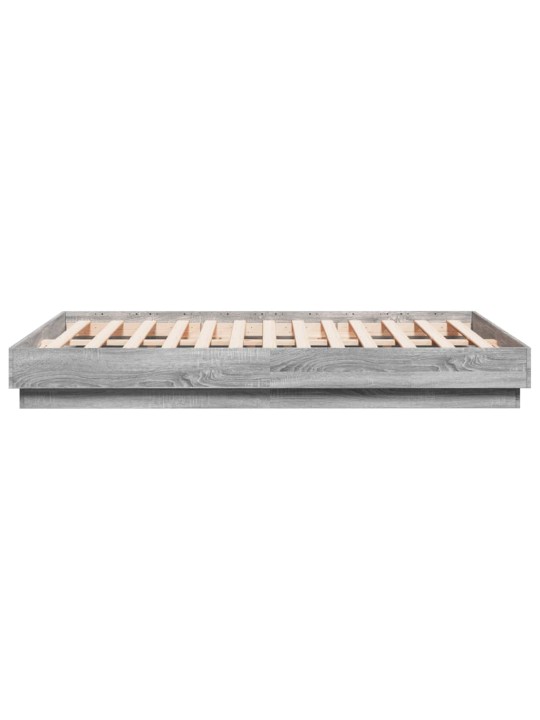 Gultas rāmis ar LED, pelēka ozolkoka, 135x190 cm