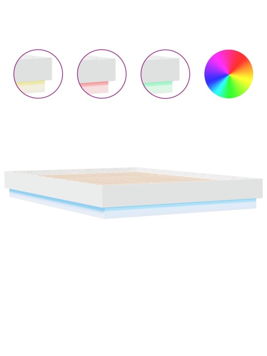 Gultas rāmis ar LED, balts, 120x190 cm