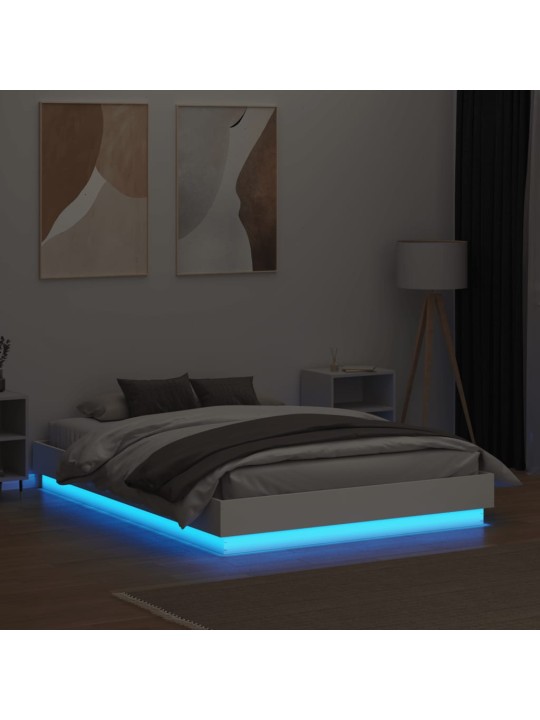 Gultas rāmis ar LED, balts, 120x190 cm